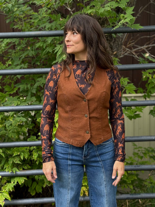 Free Rein Horse Printed Long Sleeve Mesh Top