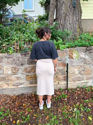 Wander Lane Stripe Textured Midi Skirt