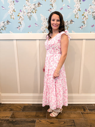 Meadow Daydream Midi Dress in Pink