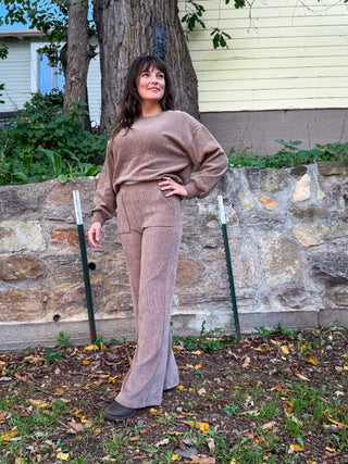 Corduroy Straight Leg Pants in brown