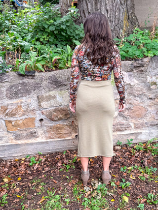Wander Lane Stripe Textured Midi Skirt