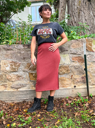 Wander Lane Stripe Textured Midi Skirt