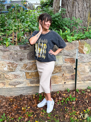 Wander Lane Stripe Textured Midi Skirt
