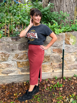 Stripe Textured Midi Skirt