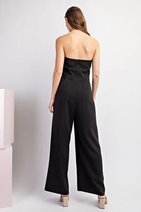 Solid Pleated Strapless Jumpsuit