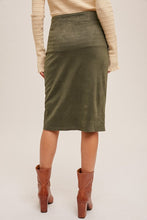 Load image into Gallery viewer, Twist Detailed Suede Midi Skirt

