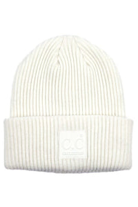 C.C Solid Ribbed Knit Beanie with C.C Rubber Patch