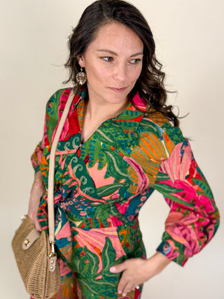 Palm Riviera Tie-Front Blouse