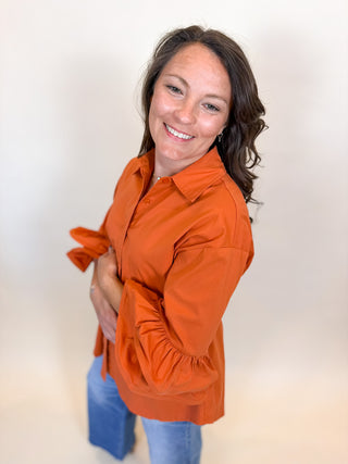Double Take Ruffle Sleeve Shirt