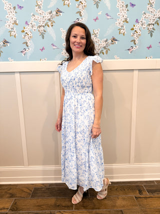 Meadow Daydream Midi Dress in Blue