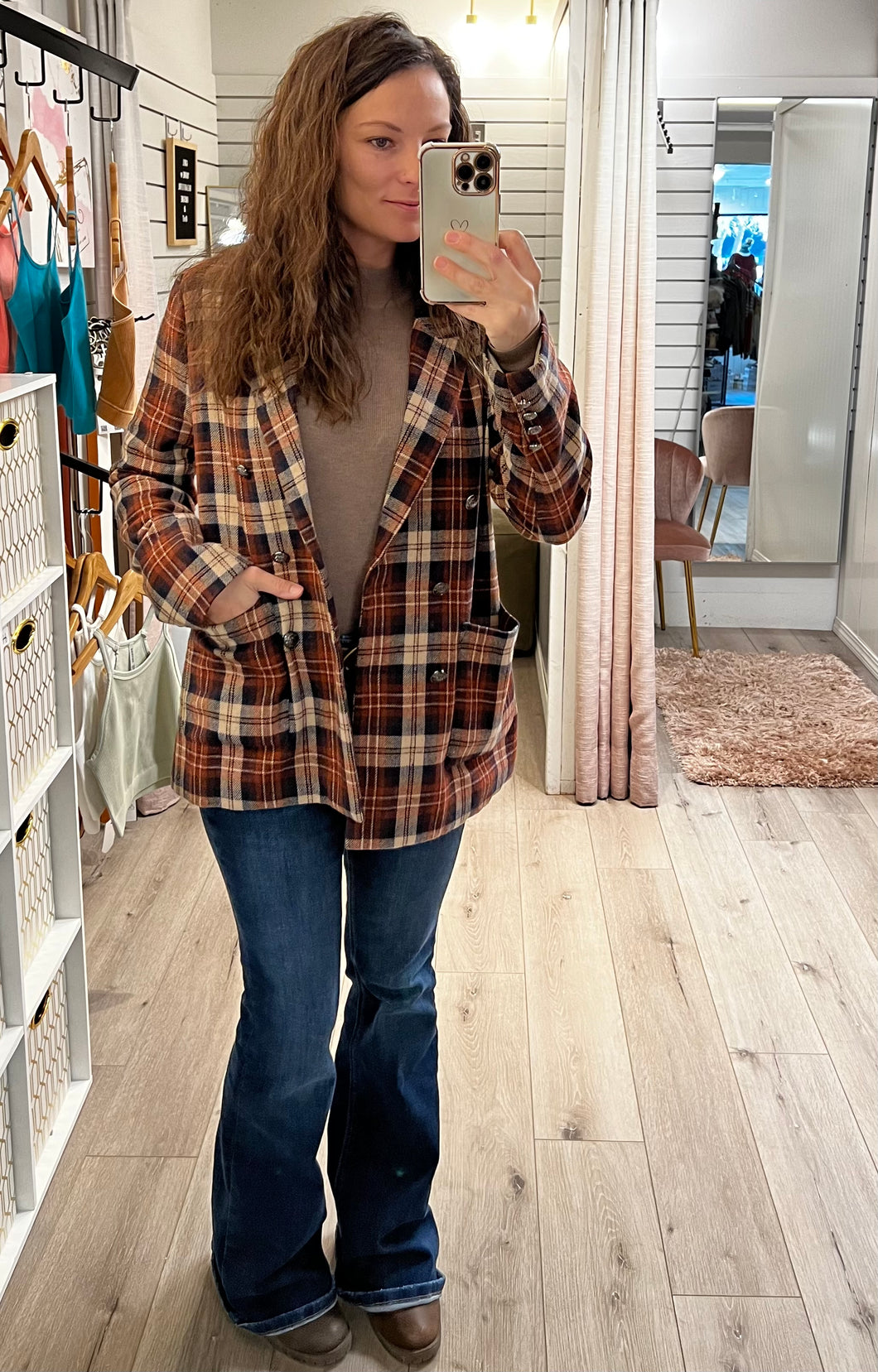 Plaid Double Button Jacket