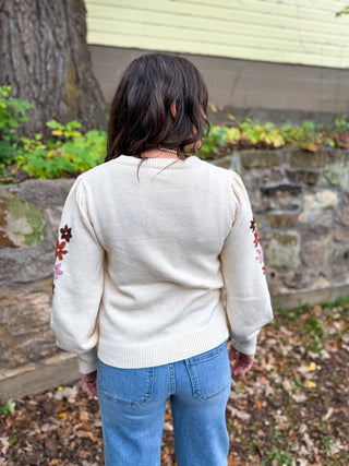 Autumn Bloom Embroidered Sweater
