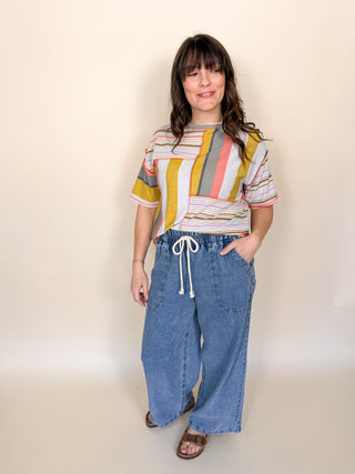 Patchwork Stripe Relaxed Tee