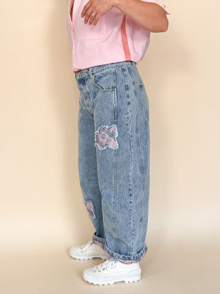 Patchwork Daydream Barrel Jeans