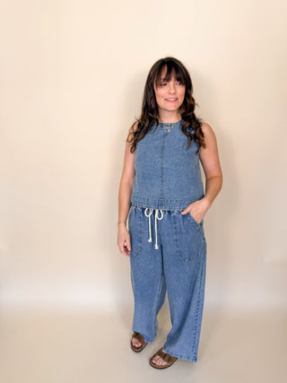 Langley Wide Leg Denim Pants