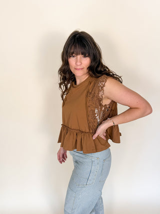 Sundown Lace Ruffle Top