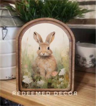 Arch Top Tan Bunny  Framed Art