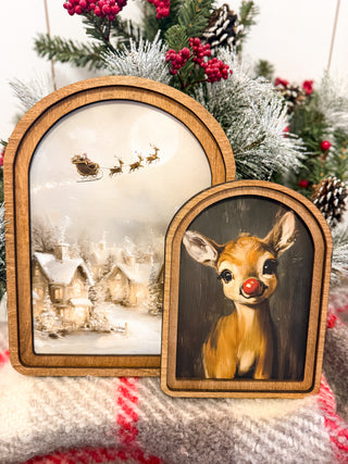 Arch Top Christmas Village Framed Art