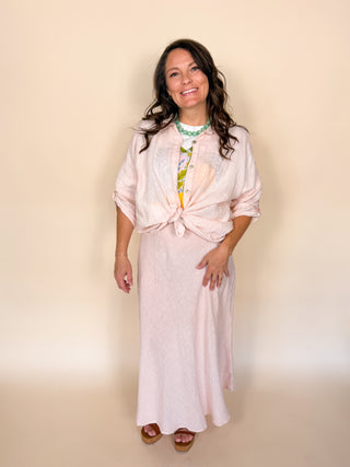 Crinkle Linen Midi Skirt