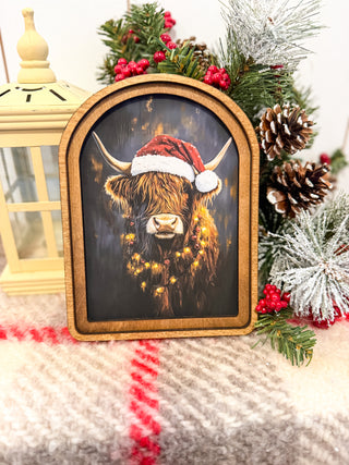 Arch Top Christmas Highland Framed Art