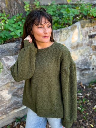 Textured  Sweater in olive oil