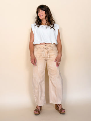 Sable Stripe Barrel Jeans