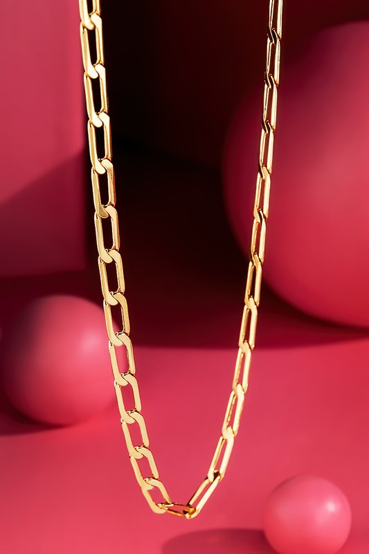 18K Gold Plated Paper Clip Link Necklace