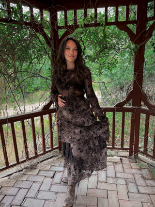 Midnight Botanica Tiered Maxi Skirt