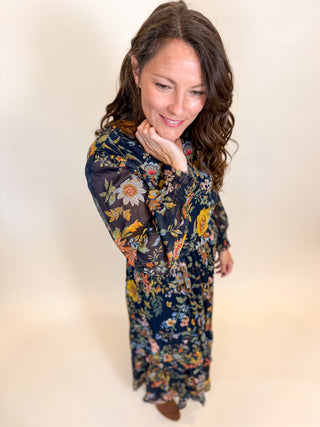Botanical Evening Pleated Dress