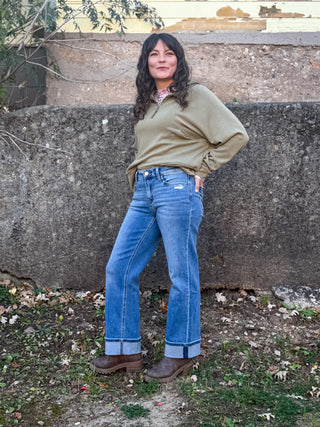 Arden Cuffed Slim Wide Jeans