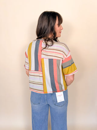 Patchwork Stripe Relaxed Tee