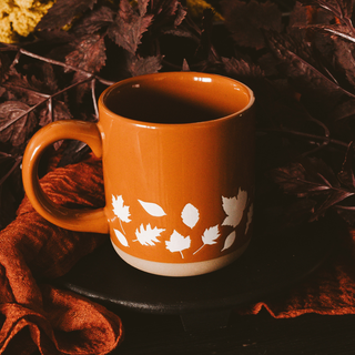 Fall Leaves Orange Stoneware Coffee Mug - Fall Decor & Gifts