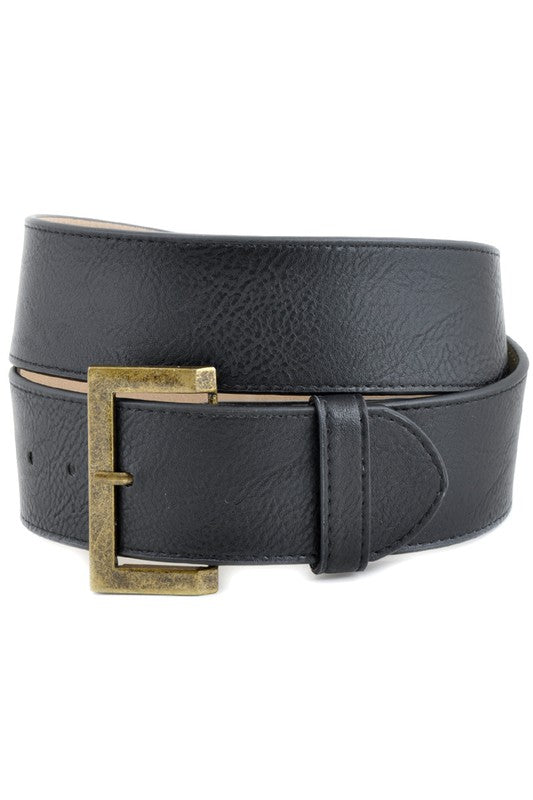 Wide Belt with Brass Buckle