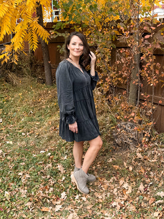 Mineral Washed Challis Tiered Dress