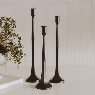 Black Cast Iron Taper Candle Holders, Set of 3 - Home Decor
