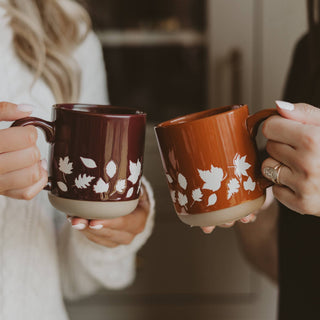 Brown Fall Leaves Stoneware Mug - Fall Decor & Gifts