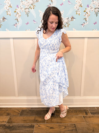 Meadow Daydream Midi Dress in Blue