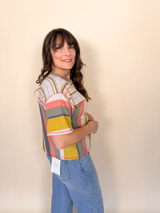 Patchwork Stripe Relaxed Tee
