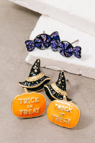 Halloween Enamel Stud Earring Set – Trick or Treat (3 Pair)