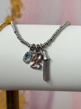 2025 Graduation Stretch Bracelet Silver Dichroic Glass by Kendra Scott