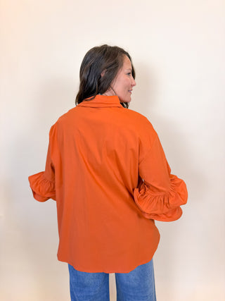 Double Take Ruffle Sleeve Shirt