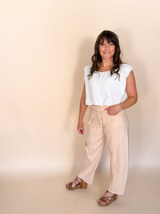 Sable Stripe Barrel Jeans