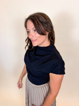 Vale Drape Mock Neck Top
