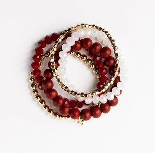 Mandy Bracelet | Maroon + White