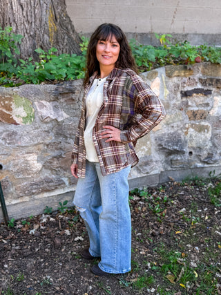 Frayed Plaid Button Down