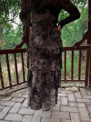 Midnight Botanica Tiered Maxi Skirt