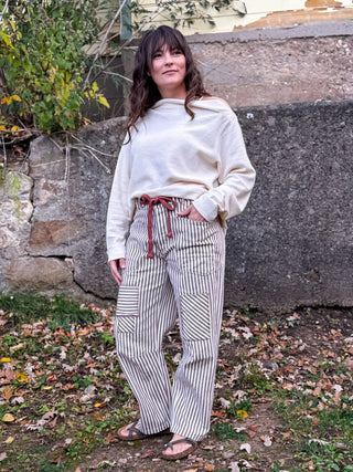 Harlow Striped Twill Barrel Pants