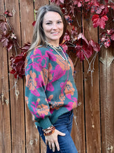Load image into Gallery viewer, Jacquard Floral Knit Sweater
