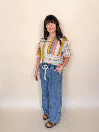 Patchwork Stripe Relaxed Tee