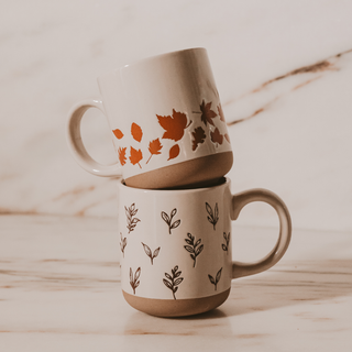 Orange Leaves Stoneware Coffee Mug - Fall Decor